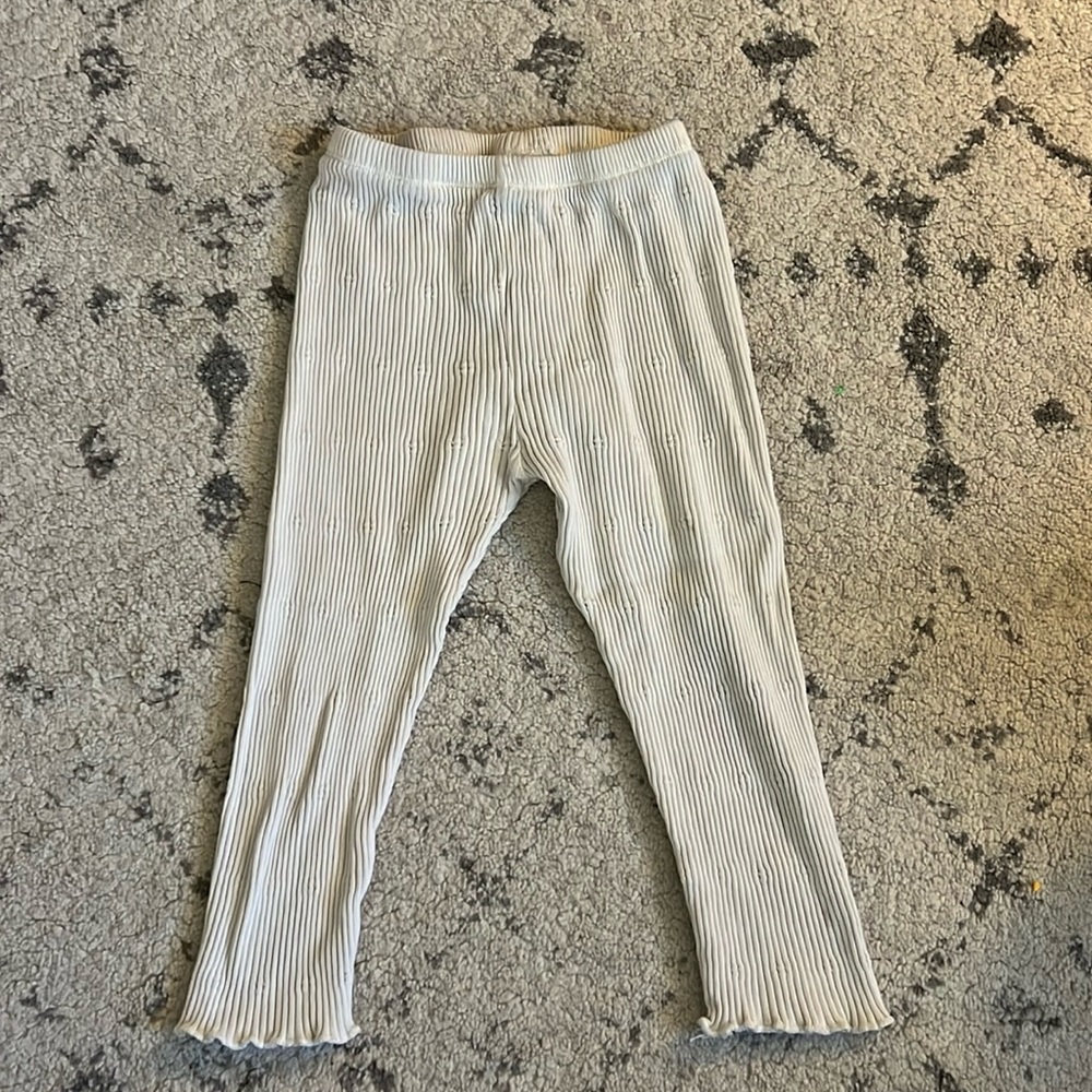 Zara Kids cream leggings ribbed mini flowers